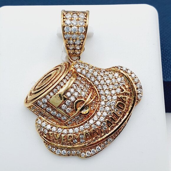 "14K Gold Plated Cubic Zircon Pendant, INUS1BR217 - Picture 1 of 9